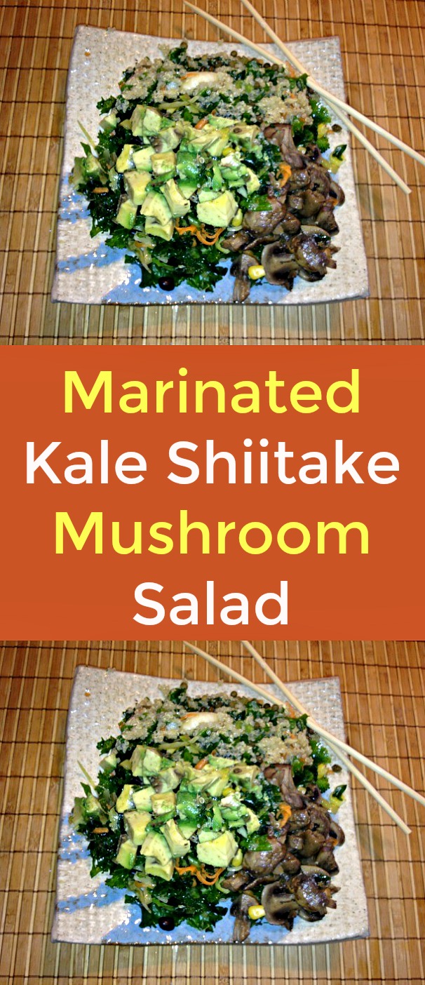 Marinated Kale Shiitake Mushroom Salad - This vegan, Marinated Kale Shiitake Mushroom Salad tastes so tender, you won't believe the kale is raw! The delectable blend of kale, onion, scallions, mushrooms, red pepper, sea salt, sesame seed seasoning, lemon juice, vinegar, and flaxseed oil is sure to please. #kale #marinatedkale #shiitakemushroom #salad #vegan #veganrecipes #kalesalad Marinated Kale Shiitake Mushroom Salad - This vegan, Marinated Kale Shiitake Mushroom Salad tastes so tender, you won't believe the kale is raw! The delectable blend of kale, onion, scallions, mushrooms, red pepper, sea salt, sesame seed seasoning, lemon juice, vinegar, and flaxseed oil is sure to please. #kale #marinatedkale #shiitakemushroom #salad #vegan #veganrecipes #kalesalad