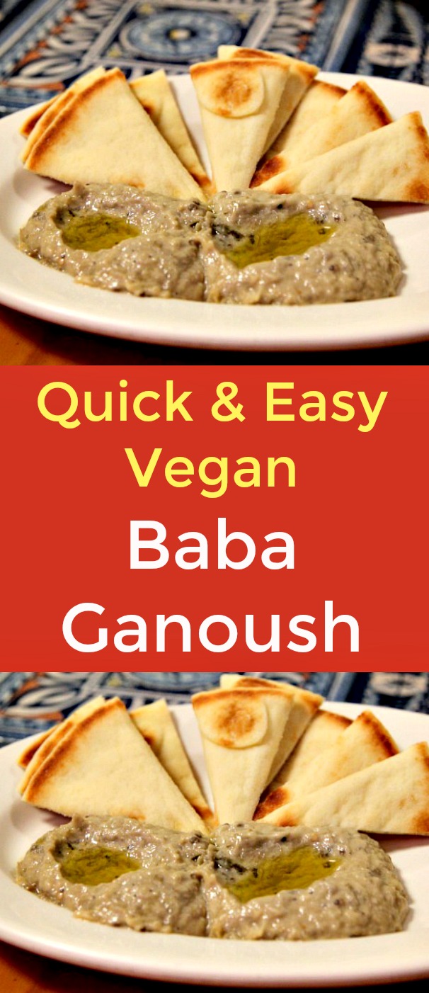 Quick and Vegan Easy Baba Ganoush - While traveling in Istanbul a few years ago, I had the pleasure of savoring the distinct flavor and texture of Baba Ganoush for the first time. Baba Ganoush is one of nature’s miracle dips. It is so creamy, yet it contains no dairy or dairy substitutes whatsoever. Try this vegan recipe for yourself. #BabaGanoush #eggplant #eggplantrecipes #veganrecipes #plantbasedrecipes #vegandip #eggplantdip Quick and Vegan Easy Baba Ganoush - While traveling in Istanbul a few years ago, I had the pleasure of savoring the distinct flavor and texture of Baba Ganoush for the first time. Baba Ganoush is one of nature’s miracle dips. It is so creamy, yet it contains no dairy or dairy substitutes whatsoever. Try this vegan recipe for yourself. #BabaGanoush #eggplant #eggplantrecipes #veganrecipes #plantbasedrecipes #vegandip #eggplantdip