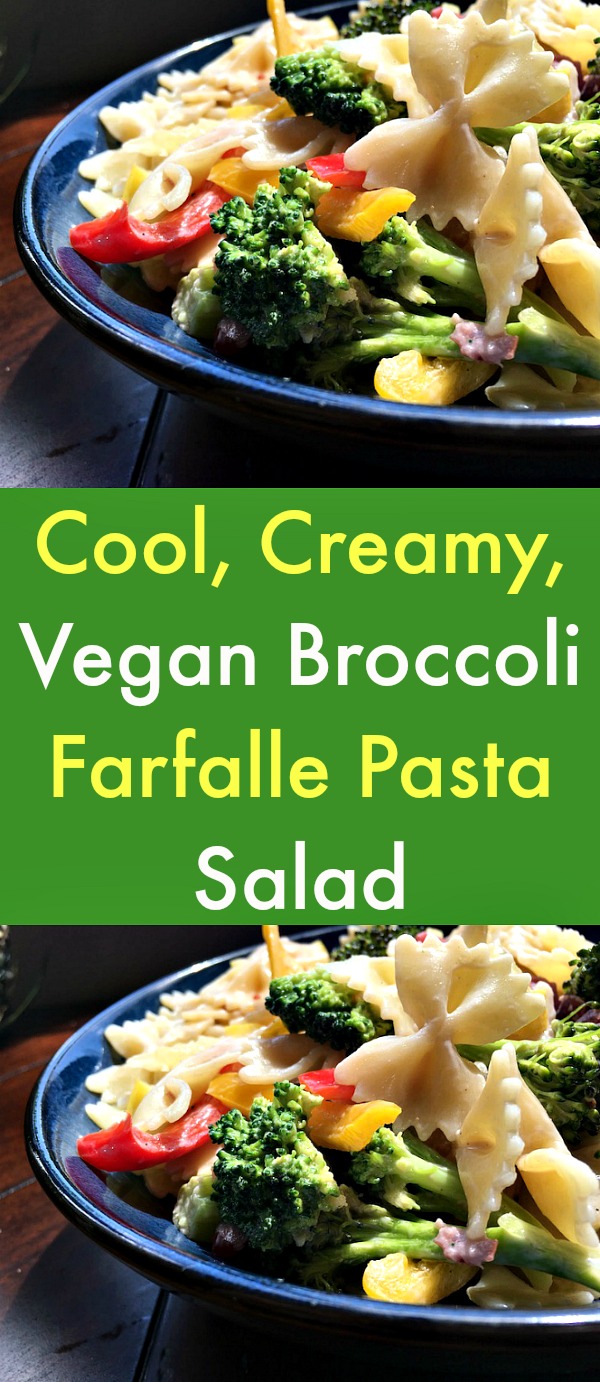 Cool, Creamy, Vegan Broccoli and Farfalle Pasta Salad - Love broccoli? Whipping up a cool, creamy, vegan Broccoli and Farfalle Pasta Salad is a healthy and delectable way to enjoy fresh broccoli. #Vegan #Veganrecipes #Broccoli #FarfallePasta #Salad #PastaSalad Cool, Creamy, Vegan Broccoli and Farfalle Pasta Salad - Love broccoli? Whipping up a cool, creamy, vegan Broccoli and Farfalle Pasta Salad is a healthy and delectable way to enjoy fresh broccoli. #Vegan #Veganrecipes #Broccoli #FarfallePasta #Salad #PastaSalad