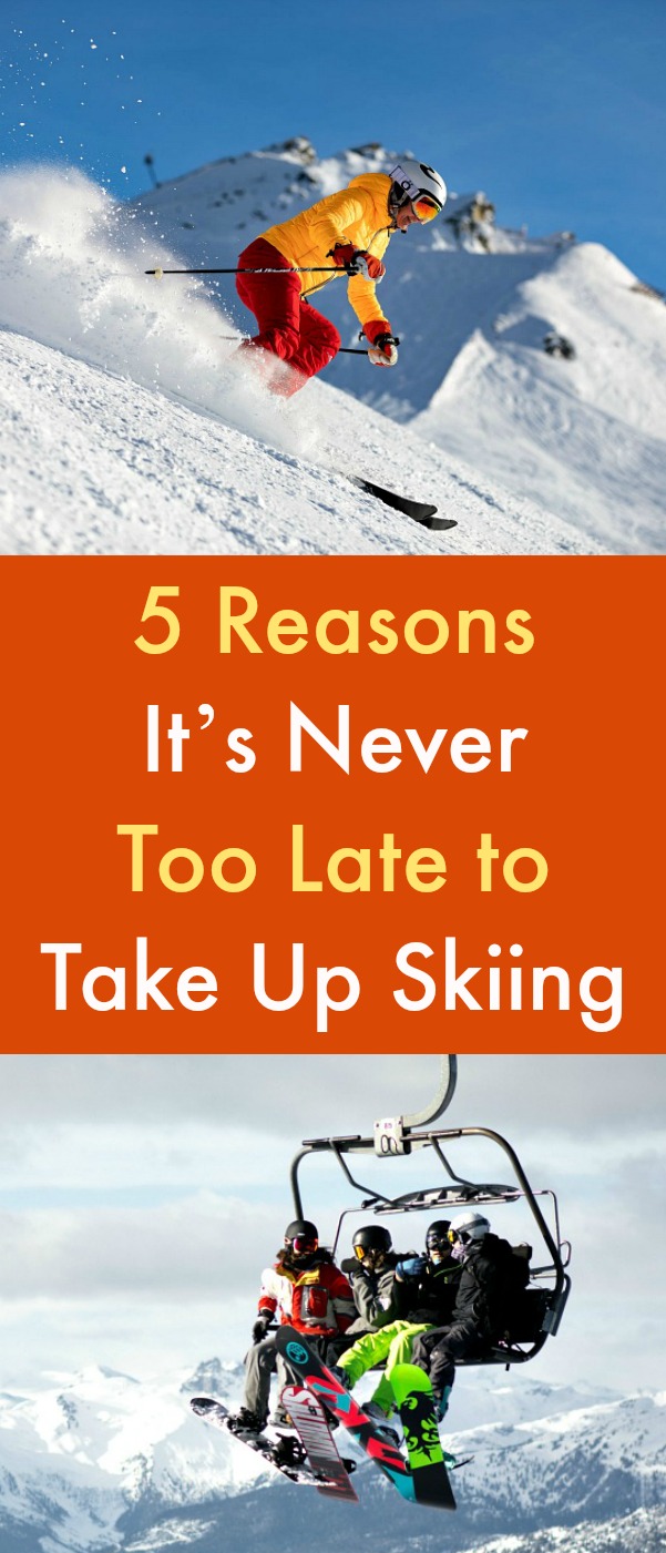 5 Reasons It’s Never Too Late to Take Up Skiing - Skiing fills the winter with fun and is good for your physical and mental health. There is no such thing as being “too old to start skiing.” Anyone can become a skier and make it a lifelong passion. So get in on the fun and start skiing this winter. It's never too late to take up skiing. #skiing #sport #wintersports #exercise #skiingbenefits 5 Reasons It’s Never Too Late to Take Up Skiing - Skiing fills the winter with fun and is good for your physical and mental health. There is no such thing as being “too old to start skiing.” Anyone can become a skier and make it a lifelong passion. So get in on the fun and start skiing this winter. It's never too late to take up skiing. #skiing #sport #wintersports #exercise #skiingbenefits